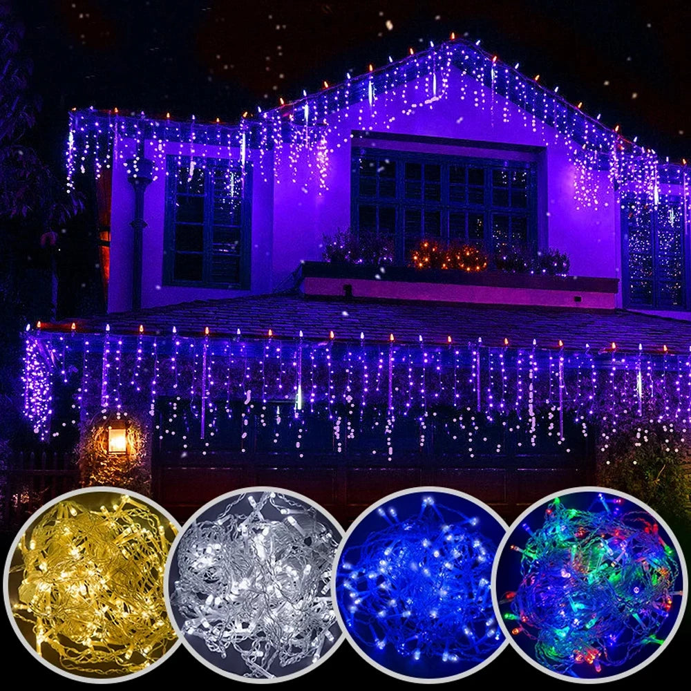 10M 400 Leds 8 Functions Waterfall Outdoor Decoration LED Lights for Garden Holiday Parties Christmas Flashes